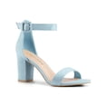 thumbnail image 1 of BLISSFUL STEP Style Women's Shoes Ankle Strap Block Heel Buckle Open Toe Sandals Sky Blue 10, 1 of 8