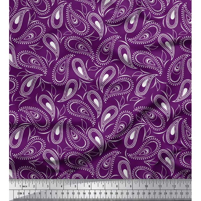 Soimoi Poly Georgette Fabric Dot & Paisley Decor Fabric Printed Yard 42 Inch Wide