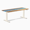 thumbnail image 1 of Desky Bureau Assis-Debout en Bois Dur à Résine Double - Rivière Bleue en Teck / 72 x 30 Pouces / Blé, 1 of 10