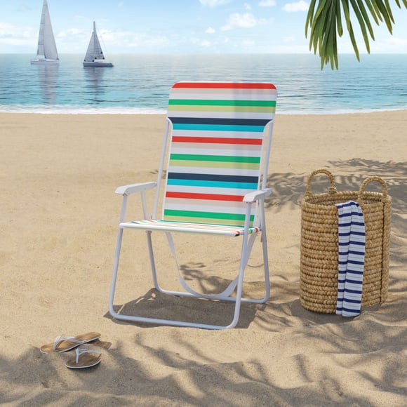 Mainstays Steel Folding Beach Chair, Multi Stripe