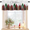 thumbnail image 1 of Merry Christmas Valance Curtains for Kitchen Windows Buffalo Plaid Xmas Tree Winter Forest Farmhouse Rod Pocket Window Treatment Toppers for Kitchen/Living Room/Bedroom/Bathroom, 54" X 18",Red Green, 1 of 1