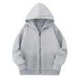 thumbnail image 2 of Milgrthf Unisexe Garçons Filles Chandails d'Automne Sport Décontracté Manches Longues Fermeture Éclair Complète Mignon Col Ras du Cou Basique Couleur Unie Chandails à Capuchon Chandail avec Poche Gris 11-12 Ans, 2 of 5