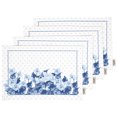 thumbnail image 1 of Vargottam Napperons - Napperon pour Table à Manger, Ensemble de 4 - Serviette en Coton Imprimée et Réversible - Napperons d'Intérieur pour Table de Maison et de Cuisine - Fleurs Bleues Aquarelle (Bleu Moyen), 1 of 5