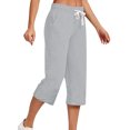 thumbnail image 1 of Innerwin Pantalon Capri Droit Ample Uni pour Femme, Gris Pâle, TG, 1 of 2
