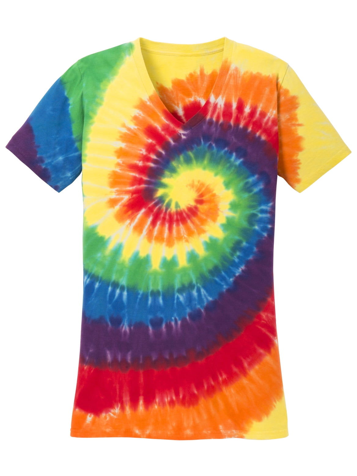 Gravity Threads Womens Tie-Dye V-Neck Shirt - Rainbow - X-Small