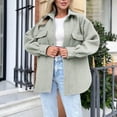 thumbnail image 2 of WEIYLL Jackets for Women Shirt Oversized Button Down Long Shacket Pockets Green Winter Clothes Size M, 2 of 6