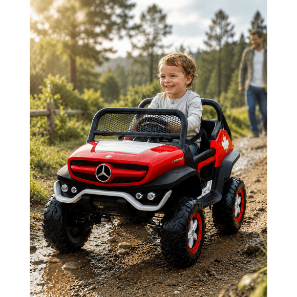 Mercedes-Benz Licensed Unimog 12V Kids Electric Ride On Car, 2x35W, LED, MP3/Bluetooth, Suspension