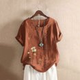 thumbnail image 2 of EQWLJWE Chemises pour Femmes Liquidation T-Shirts pour Femmes Femmes Manches Courtes Décontracté Col Rond Imprimé Ample Tunique à Boutons Chemise Blouse Hauts, 2 of 5