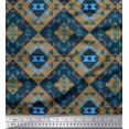 thumbnail image 1 of Soimoi Brown Moss Georgette Fabric Check & Geometric Print Fabric by the Yard 42 Inch Wide, 1 of 5