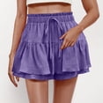 thumbnail image 2 of Yuyuzo Shorts for Women Drawstring Waisted Double Layered Ruffle Shorts Casual Flowy Summer Beach Shorts, 2 of 7