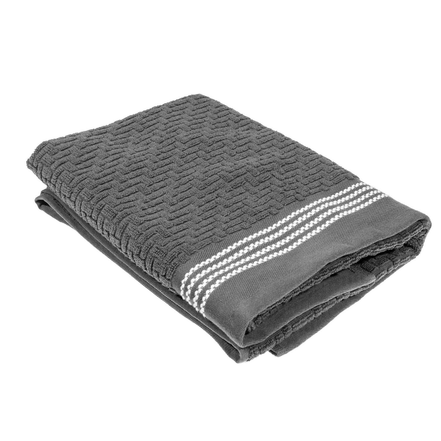 Luxe Point Serviette De Bain (30 X 60) (Rafraîchissez Gray) - Set of 2