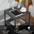 thumbnail image 4 of VECELO Table de Chevet avec Station de Charge et Tiroir, Table d'Appoint Moderne avec Rangement Ouvert pour Chambre Salon Bureau, Noir, 4 of 6