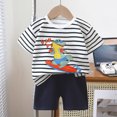 thumbnail image 1 of TopLLC Ensembles de Blouses et Chemises à Manches Courtes à Col Rond Bébé Été Garçon Mignon Imprimé Col Rond Manches Courtes Ensemble de Shorts Blouse Femme, 1 of 3