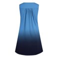 thumbnail image 3 of Dvkptbk Robe d'Été Décontractée pour Femme 2024 à Col Rond, Manches Courtes, à Blocs de Couleur, Robe de Plage Boutonnée, Ourlet Évasé, Fluide, Plissée, T-Shirt, Midi, Courte, 3 of 4