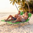 thumbnail image 2 of Gymax 2PCS Tanning ChairFolding Beach Lounge Chair w/5-Position Adjustable Backrest Green, 2 of 10