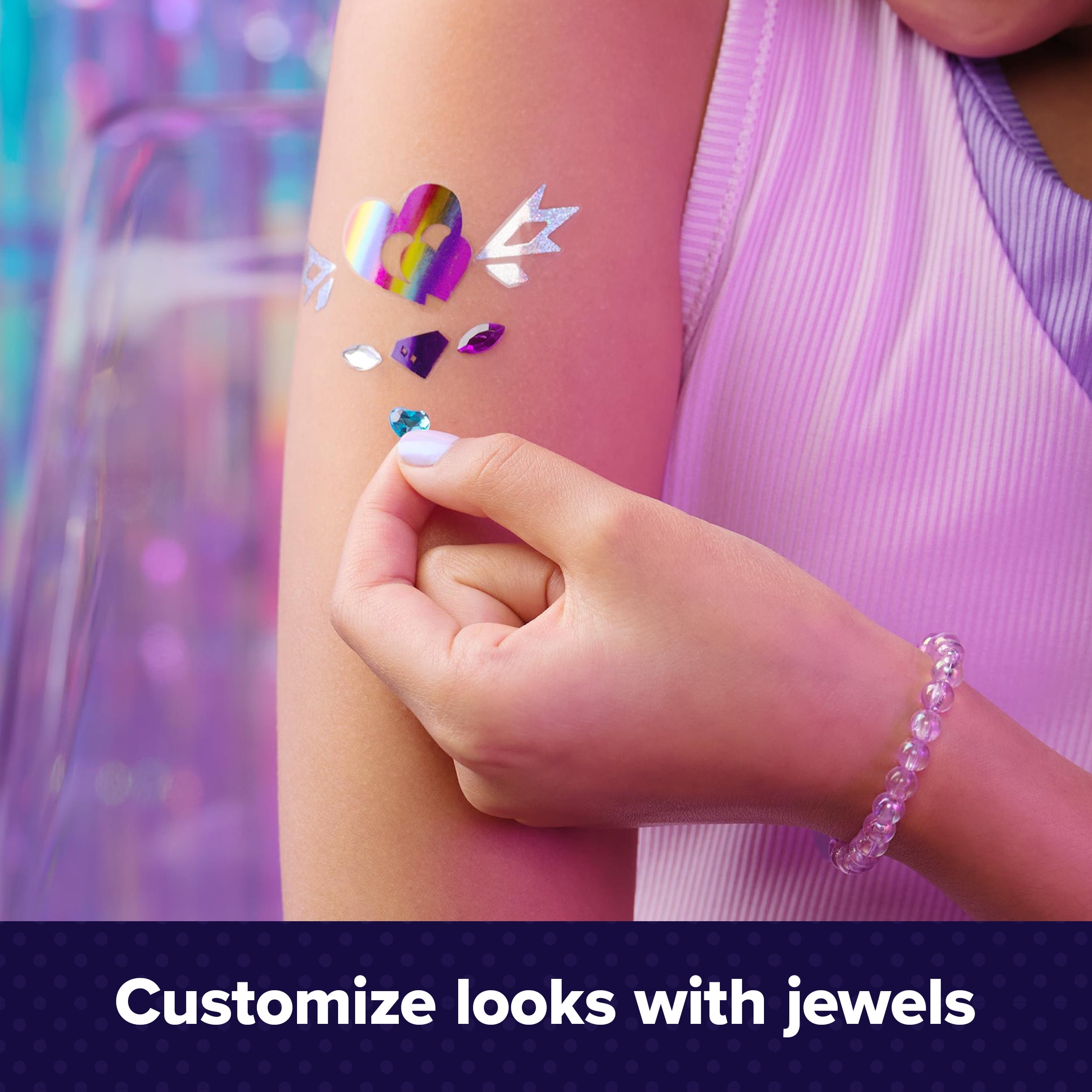 Cool Maker, Shimmer Me Body Art with Roller, Jewels & 3 Foils, 135 Metallic Temporary Tattoo Designs, Arts and Crafts Kids Toys for Girls Ages 7+