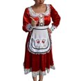 thumbnail image 3 of Gupgi Female Dress, Contrast Color Bowknot Square Neck Long Sleeve One-Piece, 3 of 3