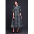thumbnail image 4 of Bimba Robe Chemise à Carreaux Boutonnée Imprimée Col Mandarin Manches Retroussables - X-Grand, 4 of 5