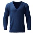 thumbnail image 1 of MIASHUI Men's Fall Winter Pullover V-Neck Solid Color Cardigan Knit Shirt Jacket Long Sleeve Comfort Blue,XL, 1 of 5