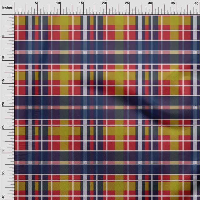 oneOone Polyester Lycra Red Fabric Madras Check Craft Projects Decor Fabric Printed By The Yard 56 Inch Wide