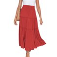 thumbnail image 1 of Fashion Women Solid Casual Ruched Ruffles Elastic Waist Skirt, Beach Style Solid Color Drawstring Waist Half Skirt, Comfortable and Stylish Ruffled Design, Lightweight Summer Wear, 1 of 6