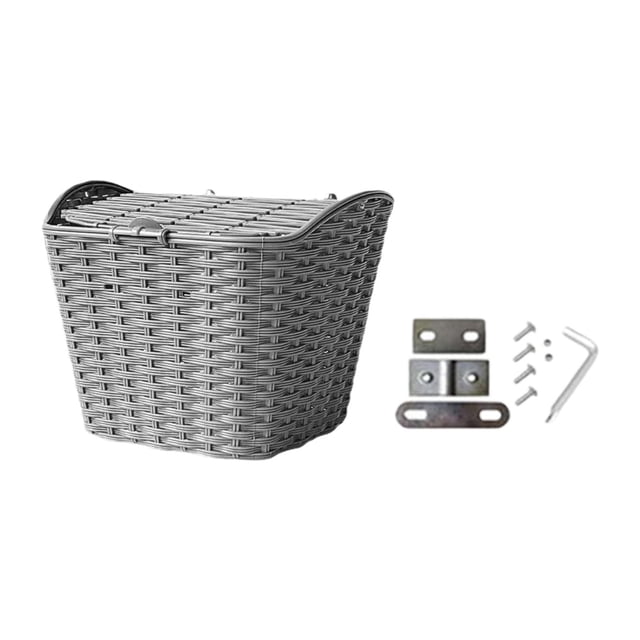 Lipstore Bike Storage Basket with Lid Detachable Front Frame Bike Basket Cycling Carrying Gray