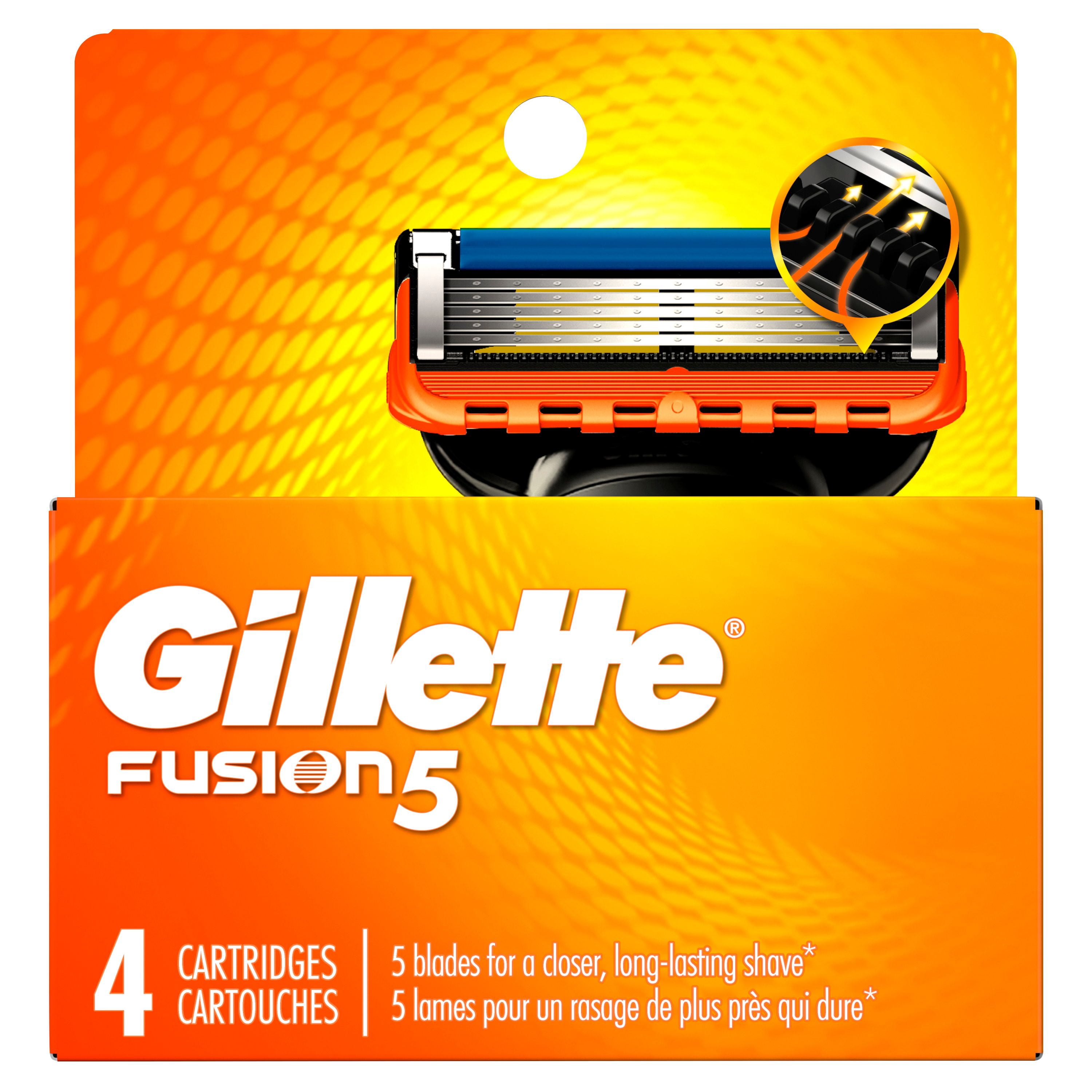 Gillette Fusion5 Recharges de Rasoir pour Hommes Cartouches de Rasoir, Bande Lubrifiante, Lame de Précision pour Hommes, Lames de Rasoir à 5 Lames pour un Rasage de Près 4ct