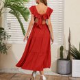 thumbnail image 5 of mtvxesu Robes pour Femmes, Robe Confortable à Manches Courtes Unie de Printemps/été à la Mode pour Femmes, Robes d'Invitée de Mariage, 5 of 5