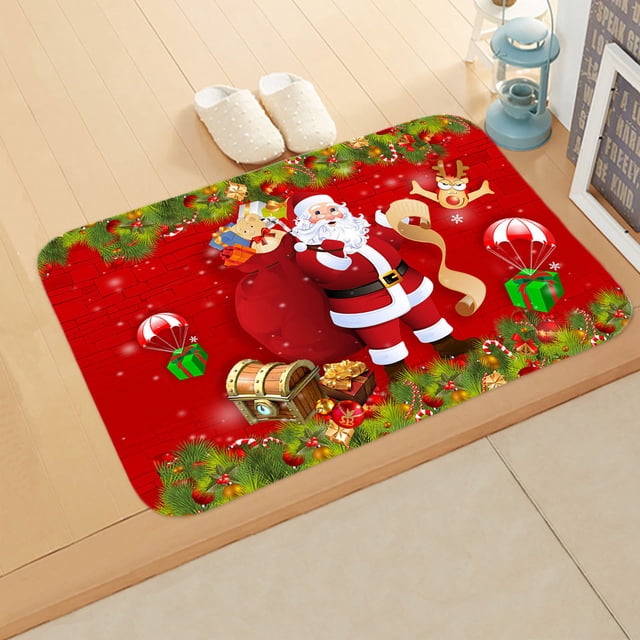 RKSTN Area Rug Christmas Floor Mat Kitchen Bathroom Door Non Slip Mat 40 * 60cm Floor Mat Non Slip Home Decor Door Mat
