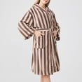 thumbnail image 2 of Plush Soft Hooded Robes for Women, Striped Printed Fleece Womens Robe Cozy Warm Bathrobe Luxury Hotel Spa Robe, 2 of 5