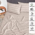 thumbnail image 2 of RUVANTI Draps 100 % Coton – Literie Percale Format Simple, Design Floral Rafraîchissant et Respirant, Durable avec une Sensation Nette, Douce et Confortable, Poche de 16 Pouces, Ensemble 3 Pcs, Rayures Brunes, 2 of 7