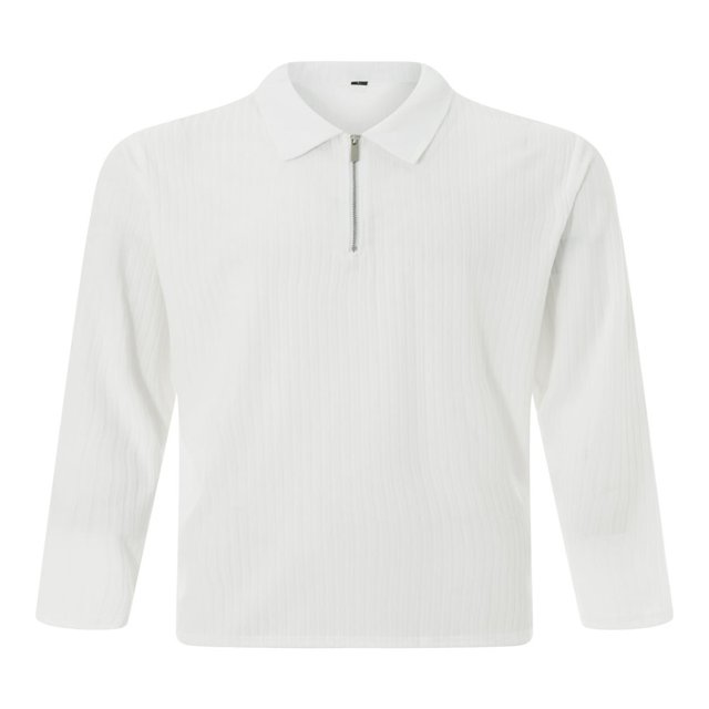Stripe Print Men‘s Casual Ribbed Long Sleeve Tops with 1/4 Zipper