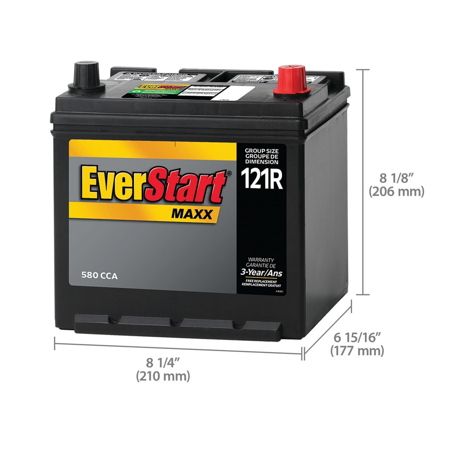 EverStart Auto Maxx-121R – 12 Volts, Batterie automobile, groupe 121R, 550 ADF