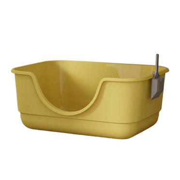 Esquirla Cat Litter Box Anti Splashing Large Capacity with High Sides Cats Litter Pan Yellow