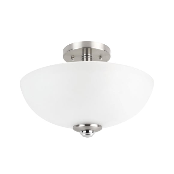 Hudson 2-Light Brushed Nickel Semi-Flush Mount Ceiling Light with Chrome Accents