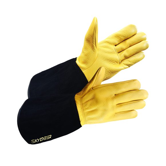 Skydeer Gants de Travail en Cuir Véritable Grain 100 % Premium pour Hommes, Anti-Épines, Imperméables et Super Doux pour le Jardinage (Sd6632)