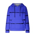 thumbnail image 4 of EGNMCR Sweat à Capuche à Manches Longues pour Femmes, Imprimé Rayé, avec Poches, Automne, 4 of 6