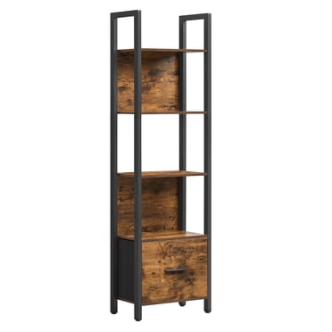 VASAGLE Bibliothèque à 5 Niveaux, Étagère à Livres avec Tiroir, Bibliothèque Industrielle, avec Cadre en Acier, pour Salon, Bureau à Domicile, Chambre, 9,4 x 15,7 x 65 Pieds', Brun Rustique et Noir