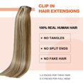 thumbnail image 3 of UGOTRAYS Clip In Extensions Real Human Hair Balayage Light Brown to Bleach Blonde Highlights Remy Human Hair Extensions 15 Inch 70g Double Weft 7pcs #6p613 Human Hair Clip in Extensions, 3 of 5