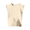 thumbnail image 1 of FhsagQ The 7th Of July Girls Ruffle Sleeve T Shirt Solid Color Vest Girls Basic Short Sleeve 4T Girl Spring The 7th Of July T shirts Spring Little Girls shirts 4T-5T Easter Beige 2-3Years, 1 of 4