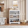 thumbnail image 3 of 3-Tier Rustic Brown Wooden Bookshelf - Adjustable Wide Bookcase with Open Shelves, Anti-Tip & Anti-Slip, Tall Display Storage for Home Office, Living Room, 3 of 5