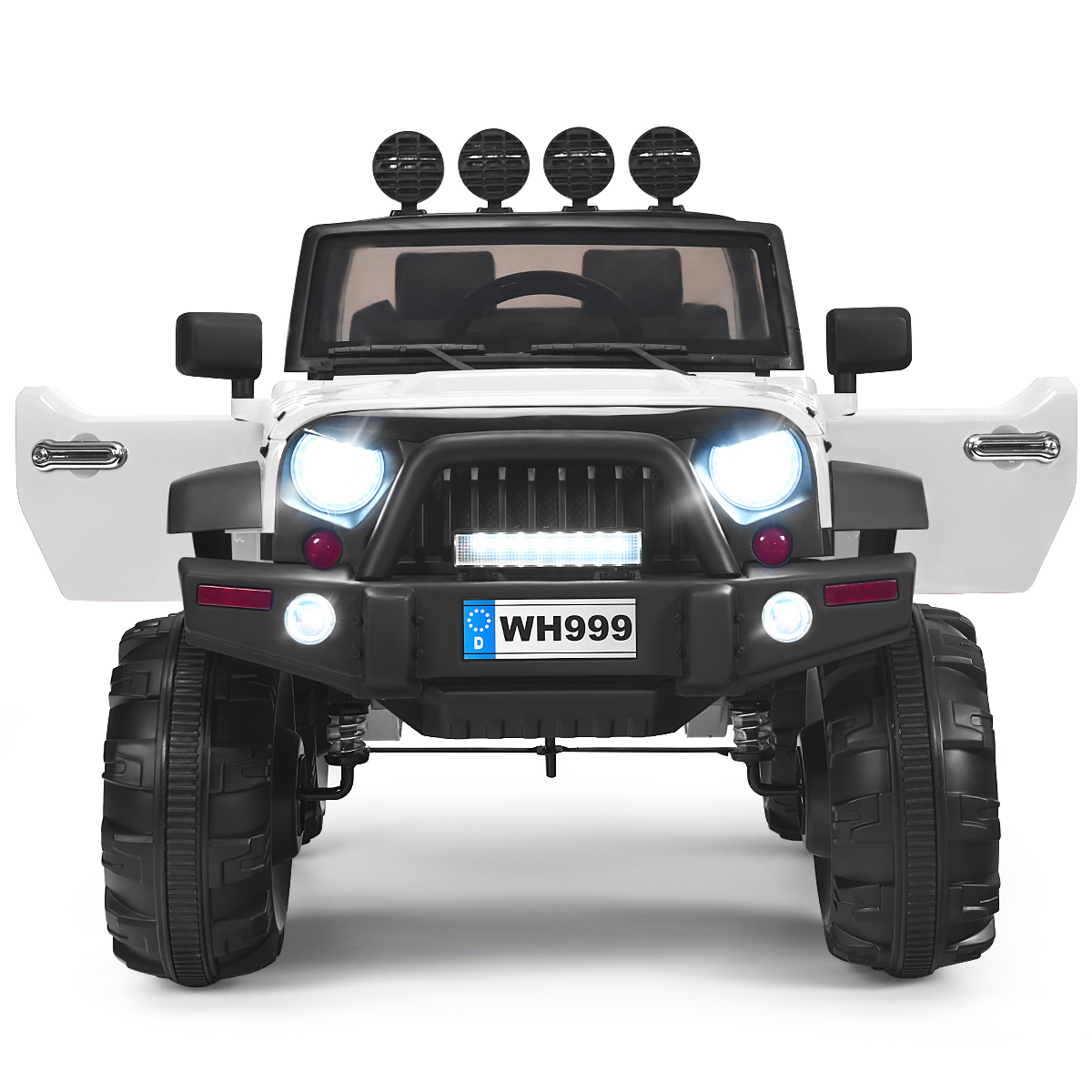 Patiojoy 12V Kids Ride on Truck 2 seats Children Electric Vehicle w/ 2.4GHz Remote Control & Retractable Handle White
