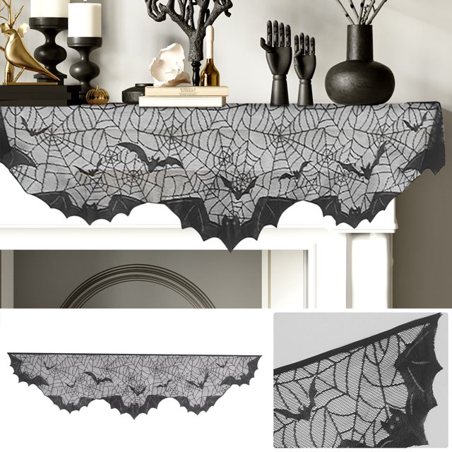 Vrorvz Halloween Fireplace Scarf Polyester Fiber Decoration Unique Pattern Glossy Lightweight Easy Hang Storage Long Lasting Material Festive Home Decor