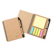 HLONK Spiral Notebook  Pads Lined Notepad with Pen in Holder  Sticky Notes  Page Marker Colored Index Tabs Flags  5.7” x 4.7” Kraft Paper Cover Small Pocket Notebooks (Khaki)