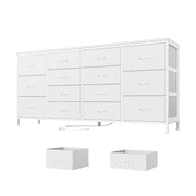 63 Inch TV Stand Dresser 14 Drawers Media Console White for 75 Inch TV