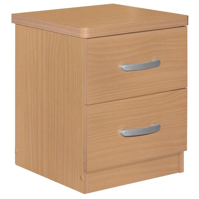 Pemberly Row Contemporary Faux Wood 2 Drawer Nightstand in Beech