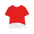 thumbnail image 4 of MeetoTime Kids Short Sleeve Tops Summer Casual Round Neck Gradient Color Lace Layered T-Shirt Tee for Girls, 4 of 4