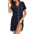 thumbnail image 1 of Kcodviy Chemise de Nuit Pyjama pour Femmes Chemises de Nuit Manches Courtes/longues Boutonnée 5X Robe de Nuit Tenue de Nuit Haut Chemise de Nuit Style Boyfriend pour Femmes Chemises Longues Robe de Nuit, 1 of 5