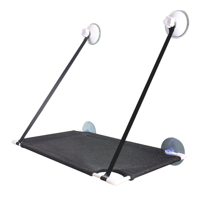 Cat Hamac de Fenêtre avec Ventouses Robustes, Doté d'Une base en Maille Respirante à une Seule Couche en Noir. Conçu pour des surfaces Lisses comme le Verre Ou les Carreaux, Ce Lit de Fenêtre Offre un Perchoir Sécuritaire et Confortable pour Que les Chats Prennent un Bain de Soleil Ou Regardent à l'Extérieur. Facile à Installer Sans Outils et Convient aux Chats de Toutes Tailles.