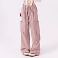 thumbnail image 2 of Timegard Womens Cargo Pants Elastic High Waisted Drawstring Straight Leg Outdoor Trousers with Pockets, 2 of 6